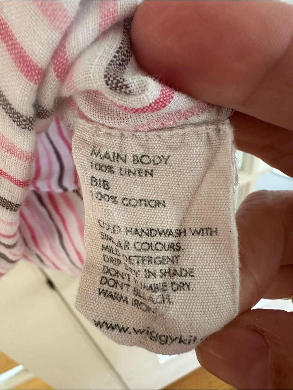 Wiggy Kit Pink & White Bib Linen Striped Tunic Top - Picture 5 of 8